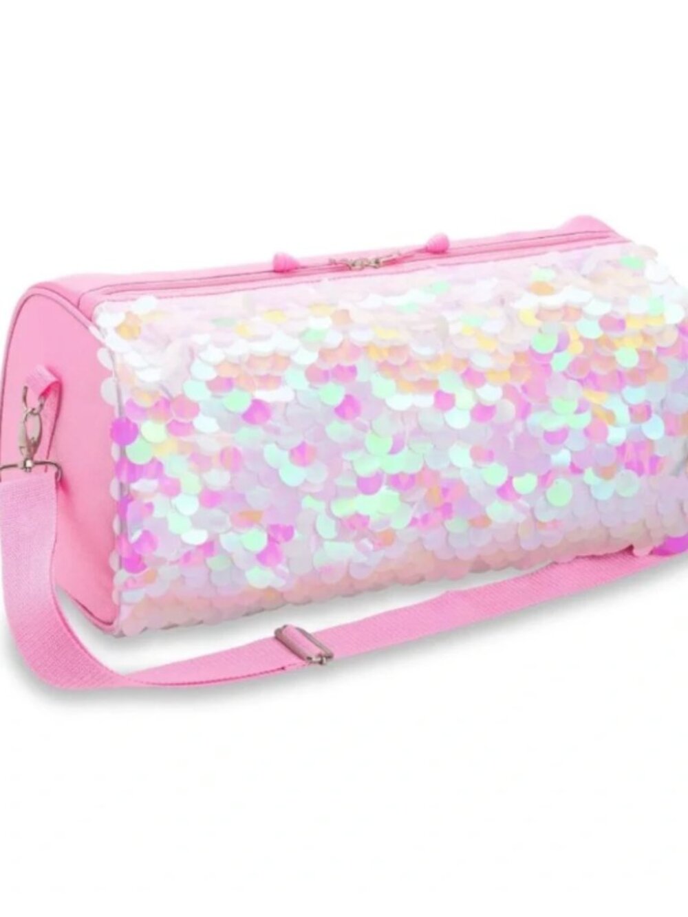 NEW Bixbee Pop Star Pink/Iridescent Sequin Duffle Bag, Large Sports Dance Travel
